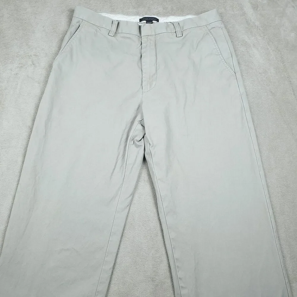 Banana Republic Dawson Pants Men's 33x34 Beige Relaxed Fit 100% Cotton - Picture 13 of 14